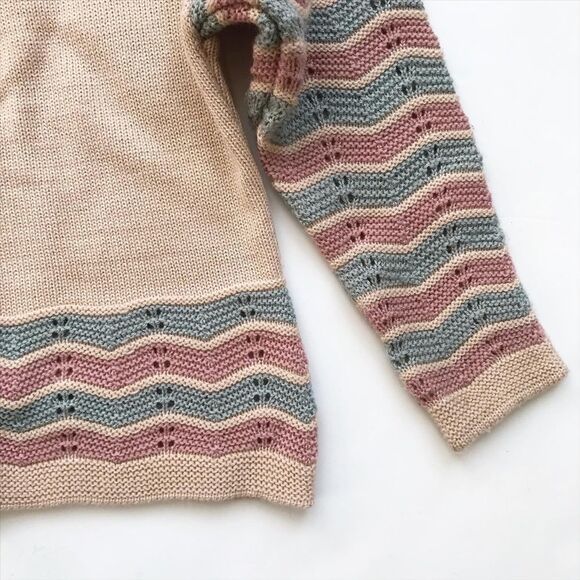 Hand knit neutral mock neck  sweater EUC fits 2/3Y - Picture 4 of 5